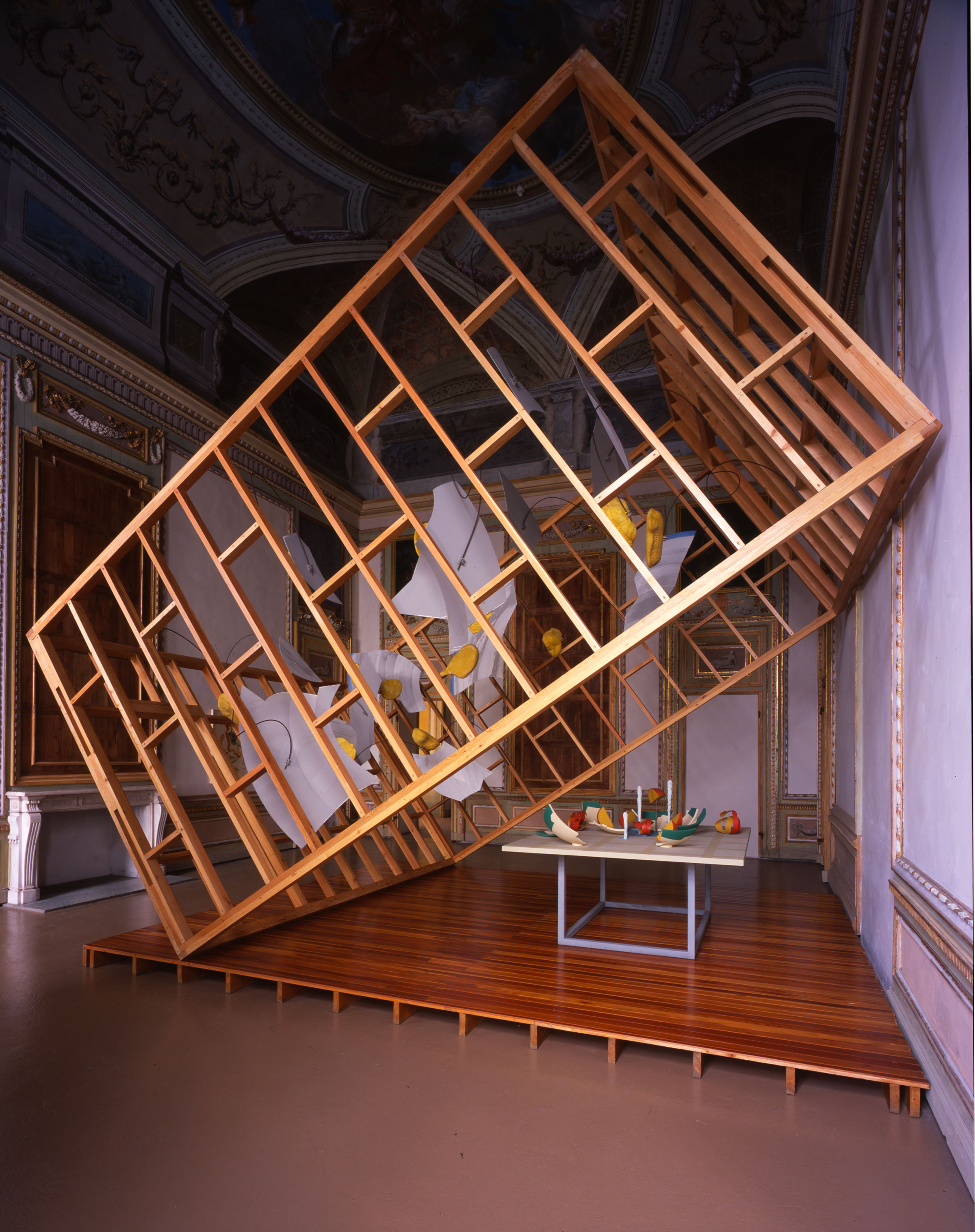 Claes Oldenburg Coosje van Bruggen, Project for the Walls of a Dining Room: Broken Plate of Srambled Eggs, with Fabrication Model of the Dropped Bowl Fountain, 1987